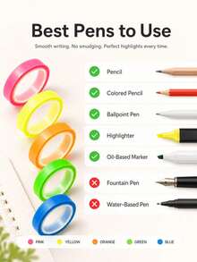 Random 4-Roll Extremely Fine Index Sticker Tear Transparent Adhesive Tape Notes Waterproof Writable Color Label Reading Sticker Static Seal Notebook Notes - one-size - View 5