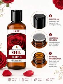 [Upgraded Press-Type] 100/30ml Rose Essential Oil, Suitable For Reed Diffusers, Humidifiers, DIY Scent Sachets, Candle Making, Air Purification, Perfect Gift For Friends And Family, Long-Lasting Fragrance - [Pump Bottle] Rose Essential Oil - View 4