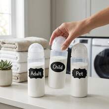 1 Set Laundry Powder Dispenser With Waterproof Label Stickers, Even Quantitative Pouring Shaker Container, Sealed Storage Organizer Box For Detergent, Household Dry Powder Storage Solution, Home Laundry Organization Gadget - White - View 2