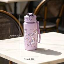 1個 500ml 可愛便攜運動水壺附吸管，卡通恐龍圖案杯，適合露營、戶外、居家使用 - 彩色 - 查看 3