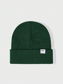 1件中性款 Y2K 風格刺繡 Logo NY 針織毛帽，戶外防寒休閒百搭冬季保暖帽，適合日常通勤 - 針織帽 - 查看 25