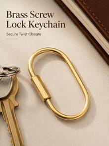 1pc Brass Screw Lock Key Ring, Universal Brass Key Clip, Minimalist Key Ring Carabiner Keychain, Unisex Car Key Ring Bag Pendant, Y2K - A - View 9