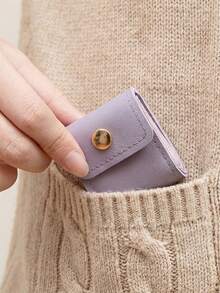 Women's Foldable Jewelry Roll Bag, Mini Button Closure 4-Compartment Storage Pouch, Suitable For Earrings, Necklaces, Coins, Travel & Daily Wallet, Multiple Colors Available - Multicolor - View 5