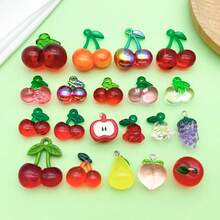 18/20pcs Transparent Acrylic Fruit Charms Iridescent Cherry Peach Pear Grape Apple Pendant For DIY Bracelet Necklace Earring Jewelry Making Findings - Multicolor - View 1