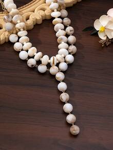 OABE 2pcs/Set Bohemian Style Mixed Color Beaded Necklace Set Including Choker And Y-Shaped Necklace Suitable For Women - Multicolor - View 6
