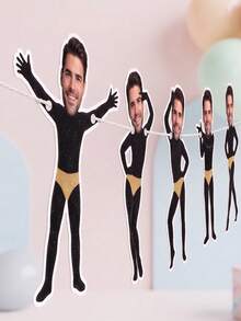 5/10/15pcs Custom Face Male Dancer Banner, Personalized Photo Bunting Banner, Bachelorette Hen Party Funny Photo Prop Decorations - Multicolor - View 3