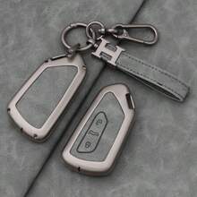 Zinc Alloy Car Key Protective Case With Round Ring Lobster Clasp Leather Strap, Compatible With Golf 8, Tiguan, Passat, Taigo, Arteon, ID.3, ID.4, Enyaq IV, Elroq, Octavia, Superb, Kodiaq, Leon, Tarraco, Ateca, Formentor, Born, Key Fob Cover, Provides Comprehensive Protection For Key Fob, Perfect Car Interior Accessory For Car Owners - Style D - View 6
