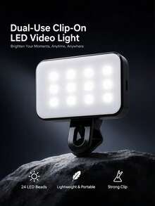 Multifunctional DUONENG Portable Clip-On LED Fill Light, Suitable For Action Photography, Compact Design, 3 Lighting Modes, Adjustable Brightness And Angle, USB Interface, Suitable For Laptop/Phone/Tablet/Zoom Meeting/Makeup, Suitable For Selfie And Live Streaming, Portable Light - one-size - View 8