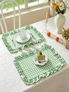 2/6/12/120pcs Plaid Ruffled Napkins, Farmhouse Style Home Kitchen Decor, Reusable Washable Napkins Suitable For Restaurants, Kitchens, Weddings, Bridal Showers, Parties, Dining Table Decoration - Multicolor - View 5
