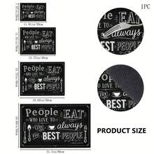 1pc Black & White English Slogan Table Mat, Vintage Cafe Blackboard Style, Quick-Drying Absorbent Material, Handwritten Letters & Tableware Print Design, Non-Slip Surface Protector, Suitable For All Seasons, Daily Kitchen, Coffee Corner, Tableware Draining & Home Decor - Multicolor - View 7