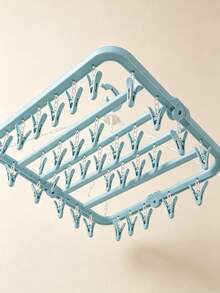 1pc White Rotating 32-Clip Plastic Clothes Hanger, Space-Saving Foldable Hanger For Socks And Underwear, Multi-Functional Wardrobe Storage Rack, Ideal For Bedroom, Bathroom, Dorm, Laundry Room, Camping Gear And Home Decor - Multicolor - View 5