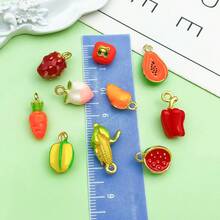 2/10pcs Enamel Fruit Vegetable Charms Strawberry Peach Mango Watermelon Carrot Pepper Pendant For DIY Necklace Earring Jewelry Making Findings - Multicolor - View 3