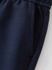 mini bala Hot New Autumn Unisex Kids Curved‑Leg Pants Soft Loose Silhouette Stylish Daily Kids Trousers - Dark Blue - View 7
