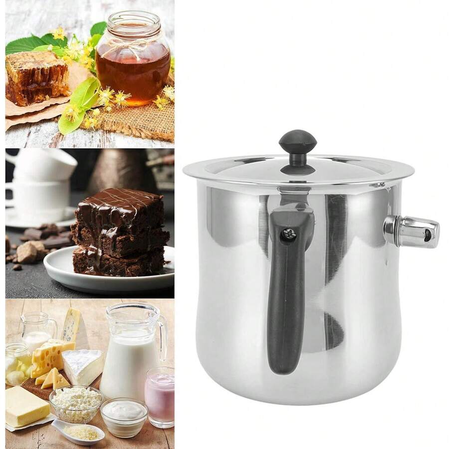 1.5L Stainless Steel Milk Pot With Whistle, Whistling Alert Design Upon Boiling, Heat‑Resistant Comfortable Handle, Flat Bottom Compatible With Gas Stoves And Induction Cooktops, Suitable For Heating Milk, Coffee, Soup And Other Ingredients - View 1