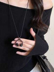 1pc Minimalist Unique New Mini Earphone Pendant Necklace For Women, Fashionable High-End Neck Chain, Personalized Collarbone Chain - Multicolor - View 4