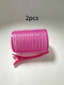 4/2/1pc Self-Adhesive Hair Roller Set, Suitable For Different Hair Lengths, Heatless Curlers With Clips, DIY Hair Styling Tool - Hot Pink - View 10
