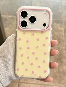 Funda de teléfono de gel con estrellas rosas y lunares amarillos, compatible con iPhone 18 Pro Max 18 Pro 17 Pro Max 17 Pro 17 16 Pro Max 16 Pro 16 15 Pro Max 15 Pro 14 Pro Max 14 Pro 13 12 11, carcasa protectora brillante de color macaron a la moda y linda - Amarillo - Ver 3