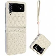 VIETAO 人造皮革手機保護殼，附腕帶與卡槽，適用於 Galaxy Z Flip 8 7 6 5 4 Flip8 - 白色 - 查看 9