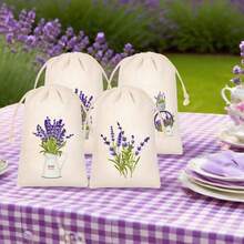 CARRIECUR 12/24Pcs Lavender Canvas Drawstring Bags, 4 Assorted Rustic Farmhouse Designs Sachet Pouches With Drawstring, Cream Reusable Gift Sacks For Lavender Sachets, Birthday,Wedding Favors, Aromatherapy, Jewelry & Home Fragrance Supplies - View 2