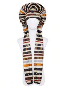 CONFLASS Penutup Kepala Sutra Es Motif Bunga & Cetak Vintage untuk Wanita, Topi Tidur Panjang yang Sejuk dan Halus dengan Tali Pengikat yang Dapat Diatur, Desain Tali Serut Anti-Kusut, Pelindung Rambut untuk Rambut Keriting dan Kepang Panjang - Beraneka warna - View 15