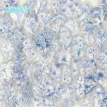 50 Blue And White Flower Fun Cartoon Stickers, Exquisite And Fun Stickers For Decorating Stationery, Laptops, Phone Cases, Suitcases, Guitars, And Helmets - Multicolor - View 1