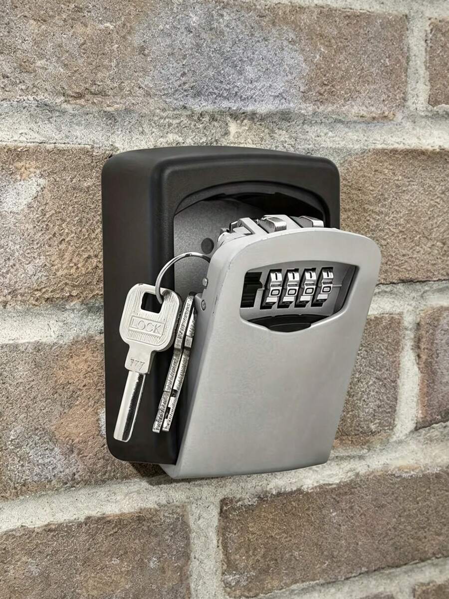 Outdoor Flip Cover Key Lock Box, Waterproof Wall-Mounted Metal & Plastic Key Storage Box, 4-Digit Resettable Combination Access, Ultra-Secure Key Hiding Box With Protective Cover, Upgraded Large Capacity Password Box, Suitable For Home/Car Keys