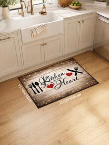 1pc Black White Red Heart English Slogan Pattern Kitchen Mat, Vintage Country Farmhouse Style, Distressed Wood Grain Print Design, Anti-Slip Wear-Resistant, Suitable For All Seasons, Daily Kitchen, Sink Area, Cooking Zone And Home Decor - Multicolor - View 10