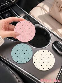 2pcs Universal Car Cup Holder Mats, 2.8 Inch Quick-Dry Non-Slip Washable Car Cup Pads, Minimalist Car Interior Decoration Accessories, Suitable For Men And Women - Multi-color - View 3