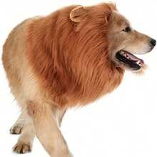 1pc Lion Mane Dog Costume, Adjustable Polyester Pet Wig, Suitable For Medium And Large Dogs, Holiday Christmas Gift Accessory, Dog Outfit | Dog Costume | Fluffy Dog Costume - Multicolor - View 5