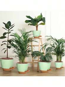 5pcs Multi-Color Patchwork Slouchy Self-Watering Mixed Size Plastic Planters With Trays - LS - View 8