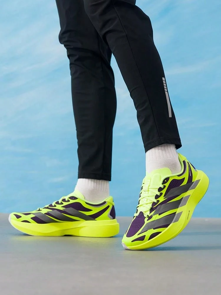 Adidas Sepatu Lari Pria ADIZERO EVO SL M 2026 Sepatu Lari Latihan Balap Pelat Karbon Baru Musim Panas KI4772 - Ungu Plum Aurora/Abu-abu Besi Metalik Terang/Kuning Fluorescent Terang - View 1