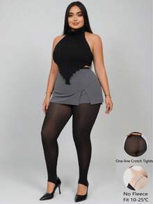 1pc 100g Plus Size Women's Autumn/Winter Thick Stirrup Tights, Elastic Versatile Leggings, Soft Comfortable Stirrup Pants, Suitable For Office Wear, Halloween & Christmas, Temperature 10-25°C - Black - View 4