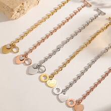 Women's Stainless Steel Heart Engraved Titanium Chain Bracelet With T-Bar Clasp, Suitable For Daily Wear And Date Night As A Gift - T-bar Bracelet - View 3