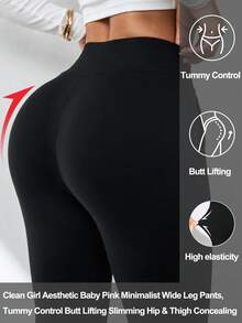 Women's Slimming Sweatpants Tummy Control Butt Lifting Pockets Pants Workout Yoga Gymnastics Outdoor Leggings Flared Tight - Black - View 4
