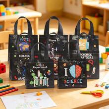 CARRIECUR 8/16/24Pcs Science Themed Reusable Non-Woven Gift Tote Bags, 8 Styles Lab Beaker Microscope Atom Print Goodie Bags With Handles, Science Birthday Party Favor Gift Packaging Supplies - View 8