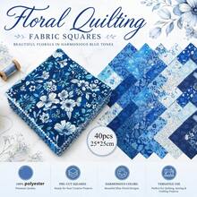 20pcs 25*25cm Blue Floral Print Fabric Set | Pre-Cut Quilt Fabric Squares, 20 Fashionable Floral Patterns, Suitable For Quilting, Patchwork, Sewing And DIY Crafts - Blue Series - View 12