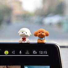 8/2PCS Figur Anak Anjing Lucu Hiasan Dekorasi Dashboard Mobil untuk Layar Konsol Tengah Kendaraan Listrik - A - View 4