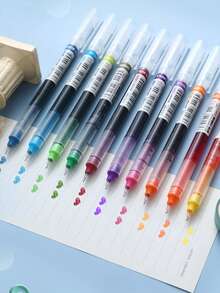 12 Colors Liquid Gel Pens, Colorful Ink Ballpoint Pens For Drawing, Doodling And Office Use - Sets - View 2