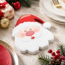 40 st tecknade servetter formade som jultomtehuvuden, Merry Christmas, bordsdekoration för hemmet, lämpliga för jul- och nyårsparty, även för födelsedag, bröllop, restaurang och sammankomst - Flerfärgad - Visa 6