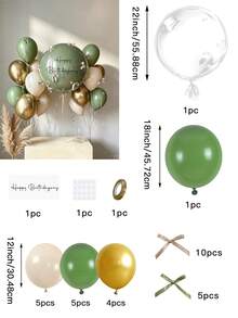 Sage Green, Metallic Gold & White Balloon Set, Suitable For Birthday Surprise, Bridal Shower, Anniversary, Room Decor, Graduation Ceremony Backdrop, Christmas, Photography Studio Background - Sage Green, Metallic Gold, and White Balloon Set - View 11