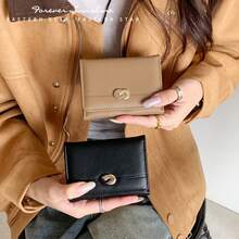 Premium Luxury D-Buckle Trifold Women's Wallet, Compact Multi-Card Slot Coin Purse, Minimalist Solid Color PU Leather Wallet, Ready To Ship - Multicolor - View 5