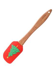 1pc Wooden Handle Silicone Spatula, Heat-Resistant Baking Silicone Scraper With Pink Satin Ribbon Bow, Suitable For Baking, Cooking And Stir-Frying - Multicolor - View 14