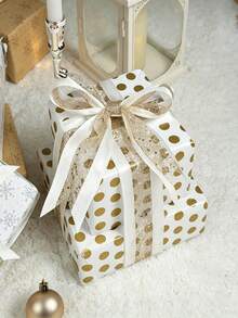 1/2 Roll Gold Glitter Metallic Ribbon, Suitable For Christmas Tree Decoration, Gift Wrapping, Wedding Bows And Wreaths, Shiny Durable Polyester Handmade Ribbon With Gold Glitter, Suitable For DIY Crafts, Bows, Home Decor, Birthday And New Year - Multicolor - View 8