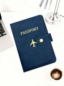 1pc Matte PU Passport Case, Snap‑Button Airplane Pattern Passport Wallet, Multi‑Card Slots Portable Document Organizer For Holiday & Flight Unisex - Multicolor - View 14