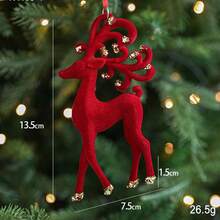 Luxury And Exquisite Red Flocked Christmas Ornament, Christmas Tree Decoration, Snowflake, Reindeer, Bow, Bell Pendant, Christmas Ornament, Christmas Gift. - Multicolor - View 21
