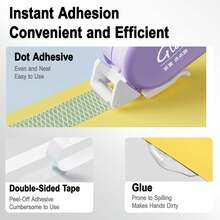 1pc Double-Sided Adhesive Roller, Journaling Supplies, Dot Double-Sided Tape For Crafts, Double-Sided Adhesive Strips For Scrapbooking, Stationery For Students, Office And Journal Use - Multicolor - View 6