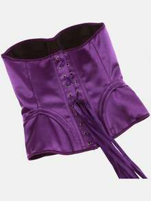 Women's Solid Color Court Style Corset Top, Minimalist Elegant Waist-Cinched Body-Shaping Bust-Support Sexy Bodice, Suitable For Ball, Music Festival, Halloween Costume, Role Play, Purple - Purple - View 7