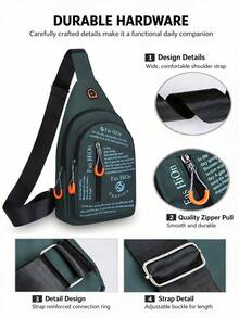 1pc Men's Fashion Oxford Cloth Chest Bag, Multi-Compartment Lightweight Crossbody Bag, Outdoor Commute Shopping One Shoulder Small Bag, Multiple Colors Available - Chest Bag - View 7