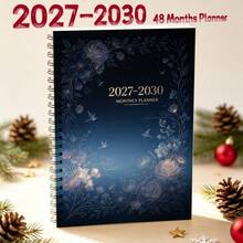 1PC A5 2027-2030 Monthly Planner Vibrant Orange Marigold Cover, 48 Month Spiral Bound Calendar Notebook, Twin-Wire Binding Thick Paper With Tabs, Weekly & Monthly Schedule Organizer For Student Office School Home - A5 - View 7