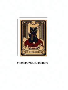 1pc Frameless Funky Black Cat Skeleton Tarot Witch Wall Art Dorm Gift - Multi-color - View 14